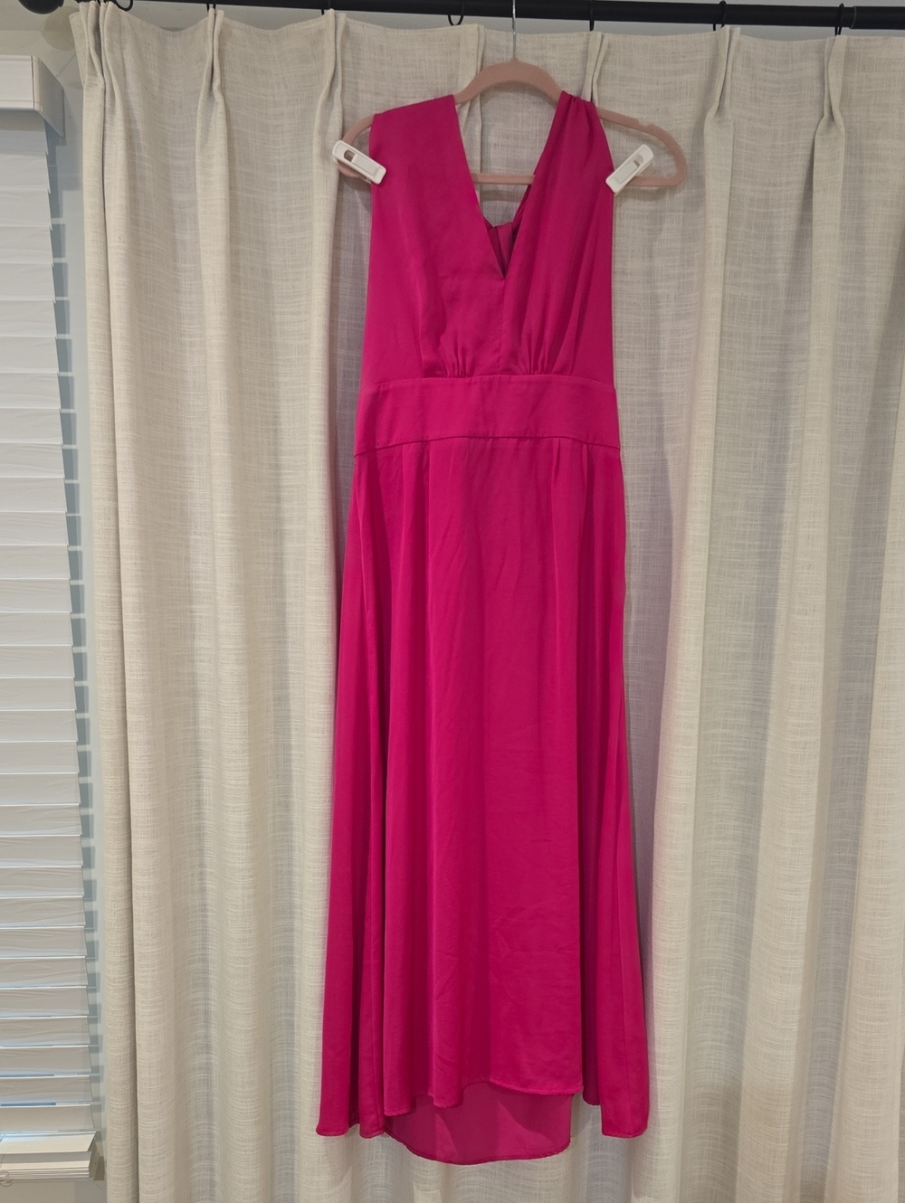 Banana Republic Fuschia SILK Halter Tie Maxi Dress